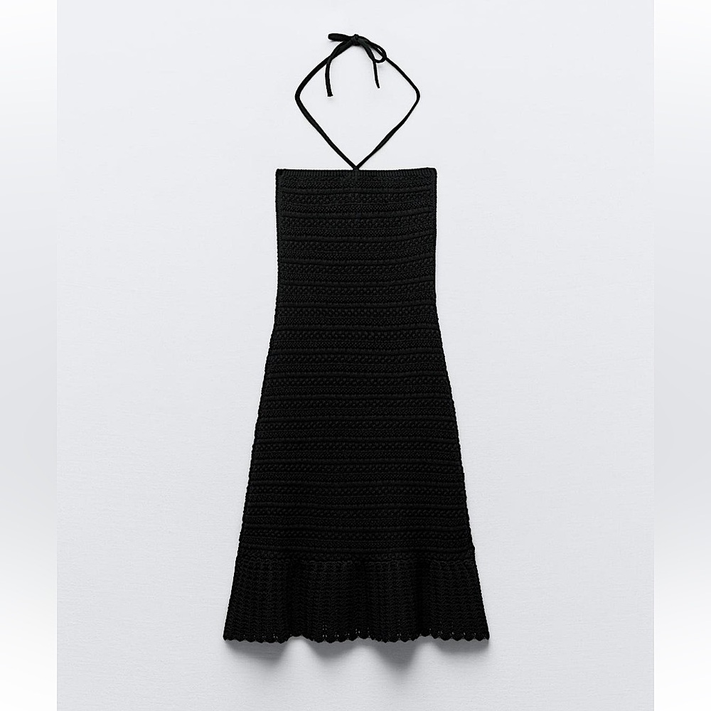 Zara Pointelle Knit Knotted Dress
